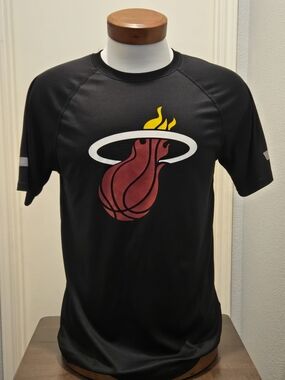 NBA Black Short Sleeve Tee with Red and Yellow Miami Flame Logo